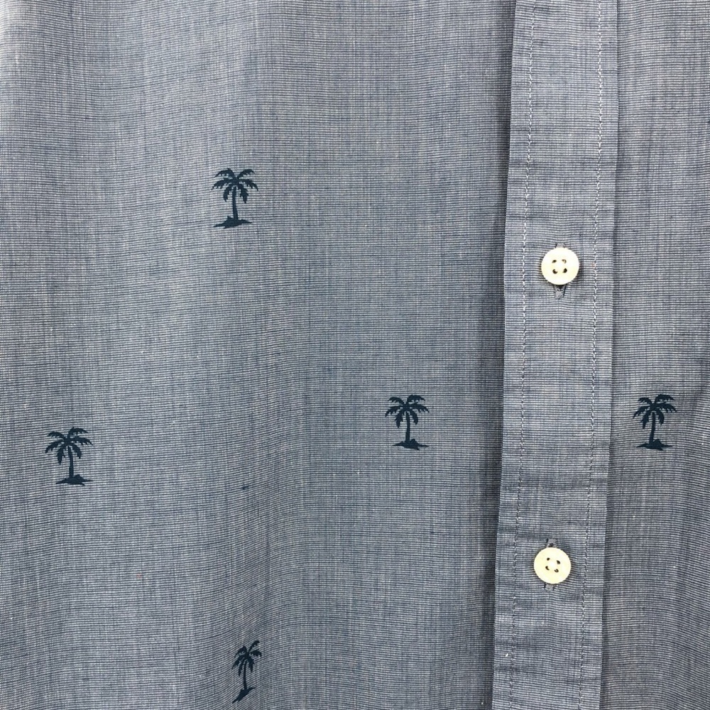 Chaps Easy Care Blue Palm Tree All Over Print Short Sleeved Button Down Size L - Picture 3 of 13